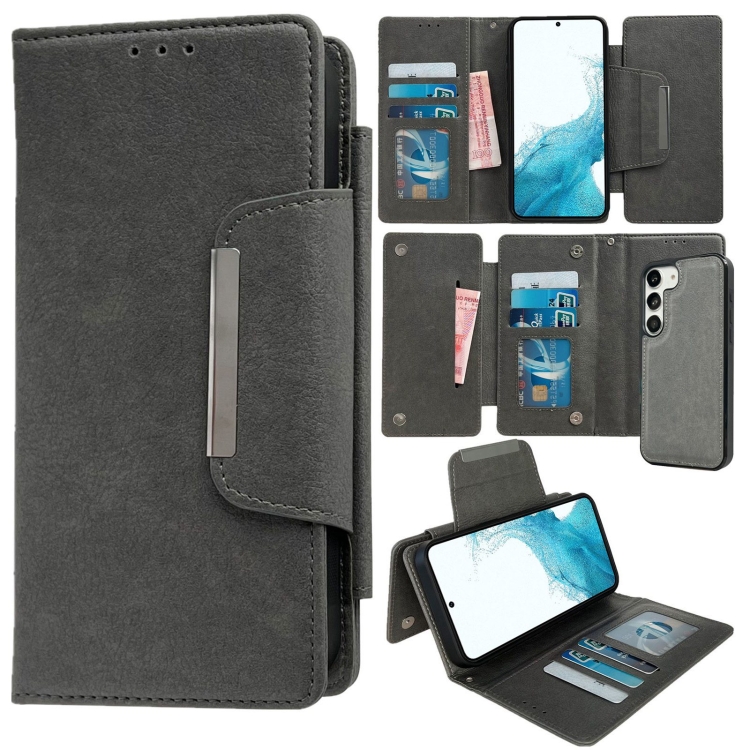 

For Samsung Galaxy S22 5G Multifunctional 7-Card Wallet Leather Phone Case(Grey)