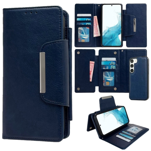 

For Samsung Galaxy S22 5G Multifunctional 7-Card Wallet Leather Phone Case(Royal Blue)