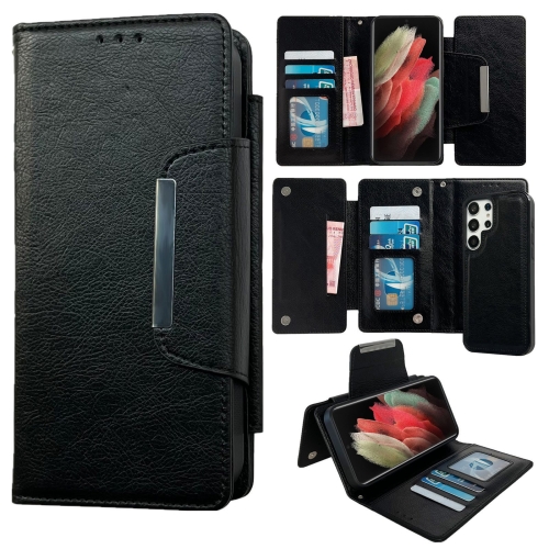 

For Samsung Galaxy S21 Ultra 5G Multifunctional 7-Card Wallet Leather Phone Case(Black)