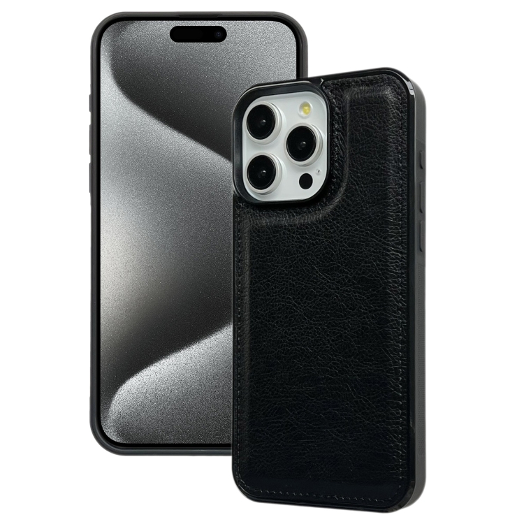 

For iPhone 15 Pro Max Cowhide Texture Back Cover Phone Case(Black)