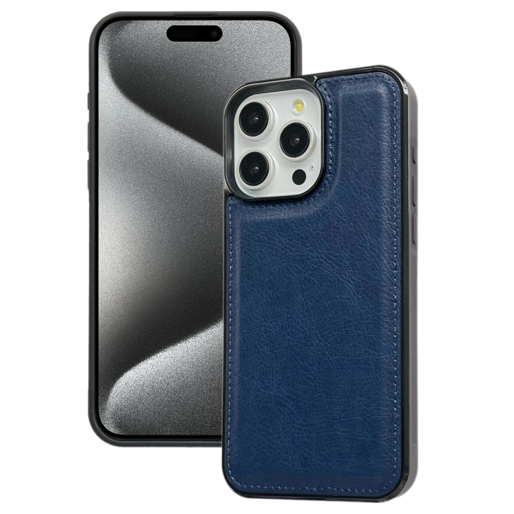 

For iPhone 15 Pro Cowhide Texture Back Cover Phone Case(Royal Blue)