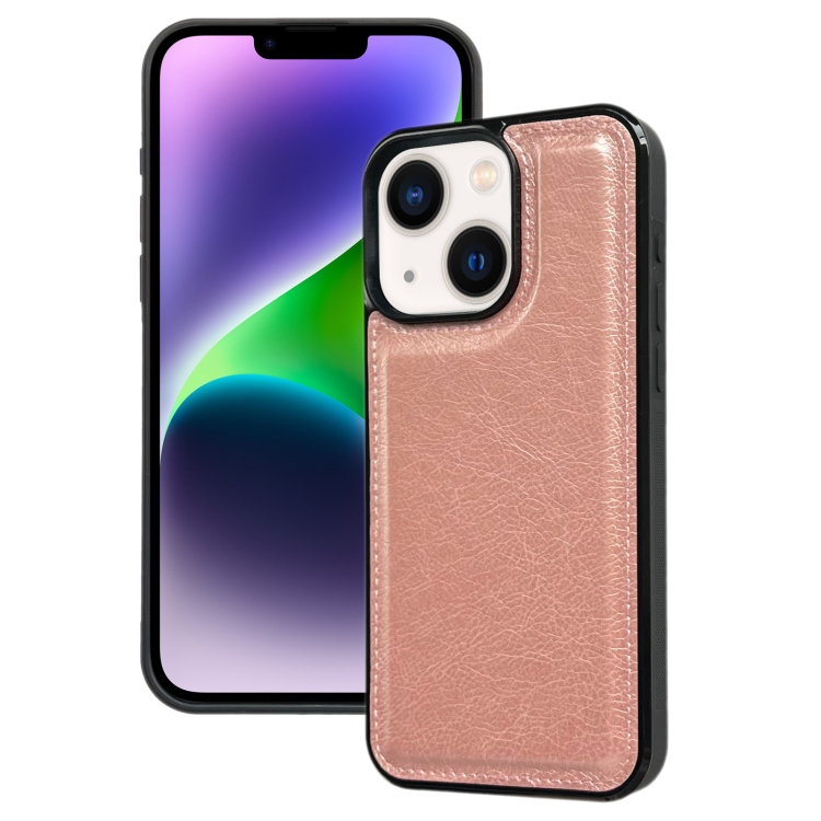 

For iPhone 14 Plus Cowhide Texture Back Cover Phone Case(Rose Gold)