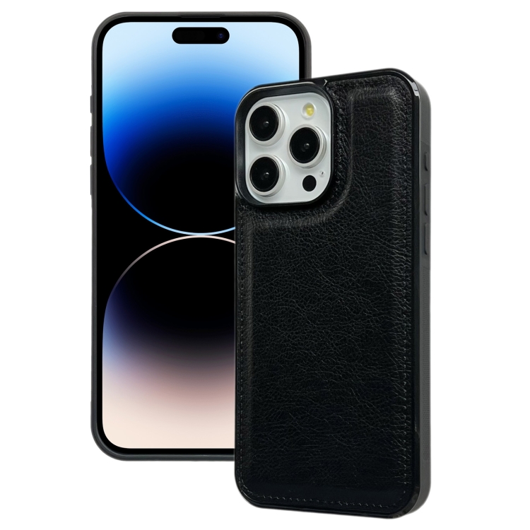 

For iPhone 14 Pro Cowhide Texture Back Cover Phone Case(Black)