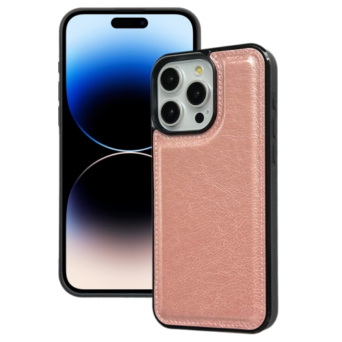 

For iPhone 14 Pro Cowhide Texture Back Cover Phone Case(Rose Gold)