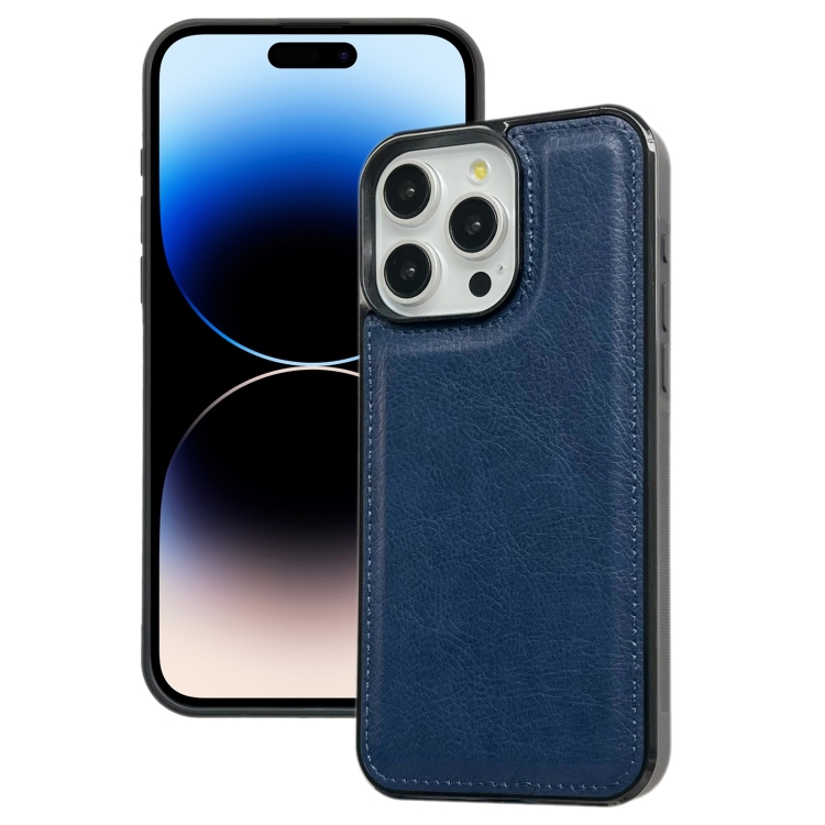 

For iPhone 14 Pro Cowhide Texture Back Cover Phone Case(Royal Blue)