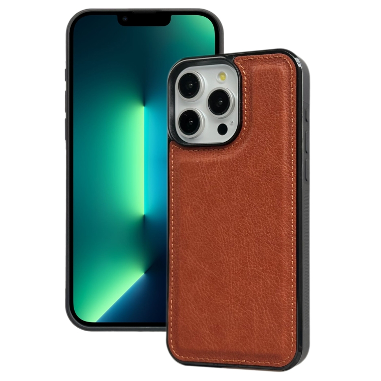 

For iPhone 13 Pro Max Cowhide Texture Back Cover Phone Case(Brown)