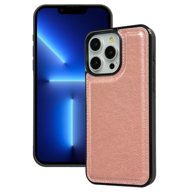

For iPhone 13 Pro Cowhide Texture Back Cover Phone Case(Rose Gold)