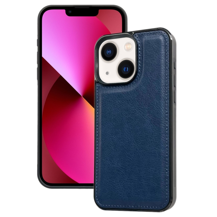 

For iPhone 13 Cowhide Texture Back Cover Phone Case(Royal Blue)