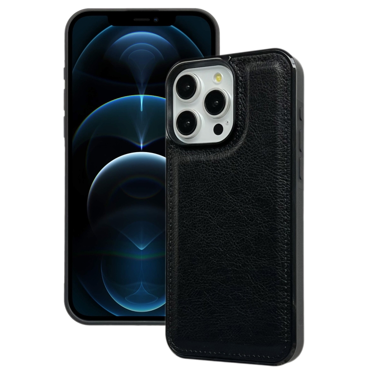 

For iPhone 12 Pro Max Cowhide Texture Back Cover Phone Case(Black)
