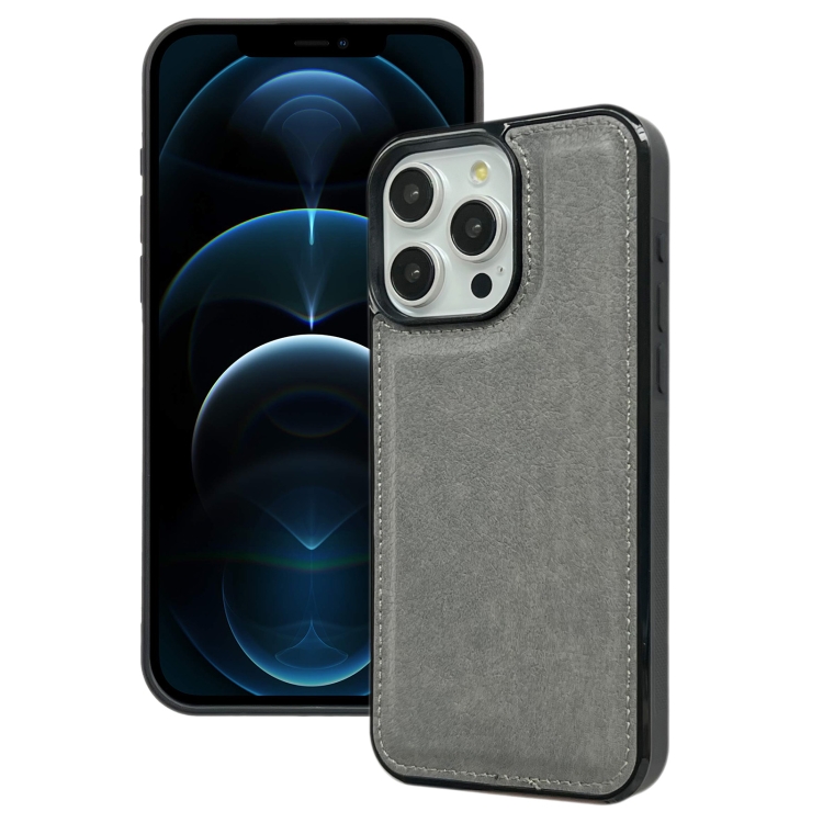 

For iPhone 12 Pro Max Cowhide Texture Back Cover Phone Case(Grey)