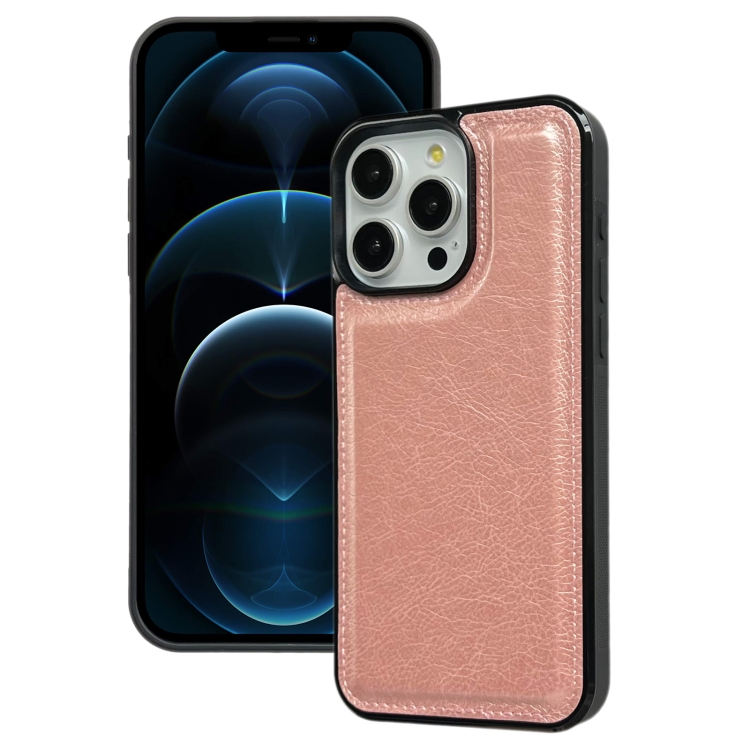 

For iPhone 12 Pro Max Cowhide Texture Back Cover Phone Case(Rose Gold)