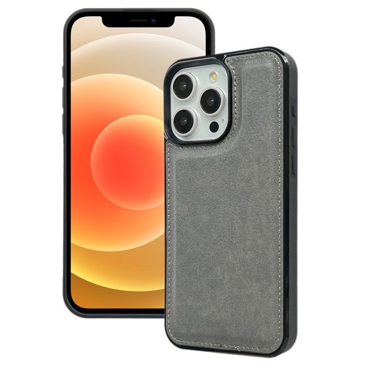 

For iPhone 12 / 12 Pro Cowhide Texture Back Cover Phone Case(Grey)
