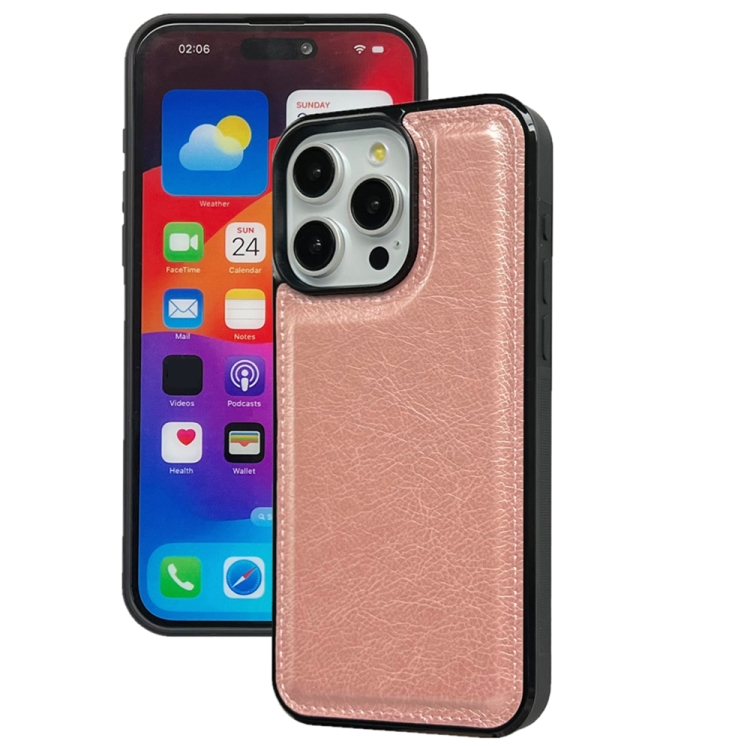 

For iPhone 16 Pro Cowhide Texture Back Cover Phone Case(Rose Gold)