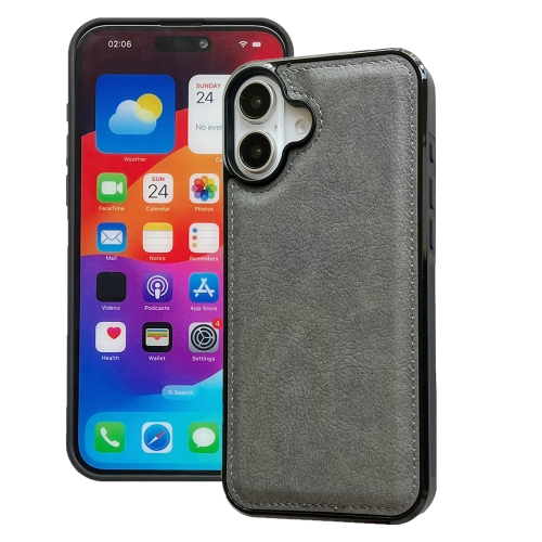 

For iPhone 16 Plus Cowhide Texture Back Cover Phone Case(Grey)