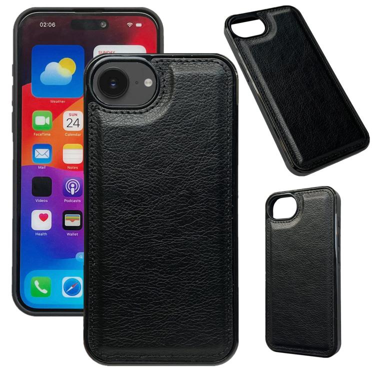 

For iPhone 16e Cowhide Texture Back Cover Phone Case(Black)