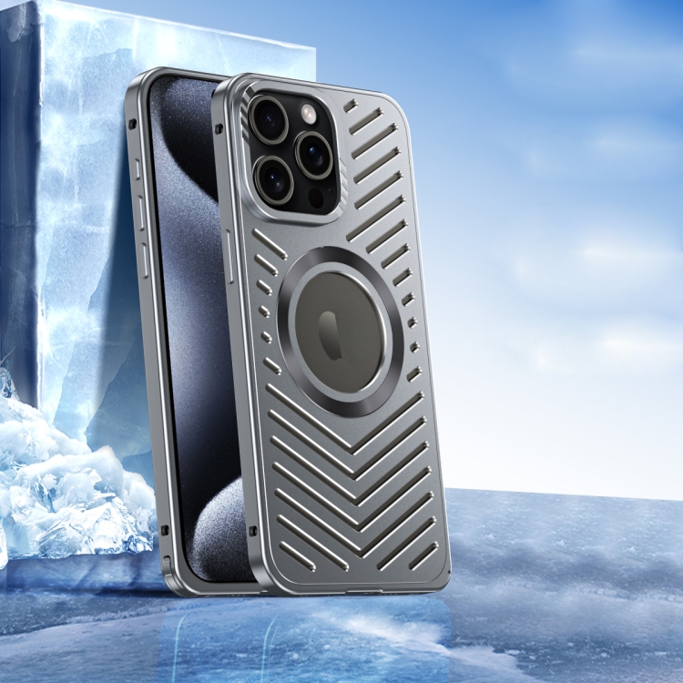 

For iPhone 14 Pro MagSafe Magnetic Metal Cooling Phone Case(Grey)