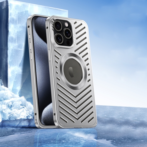 

For iPhone 14 Pro Cooling MagSafe Magnetic Metal Phone Case(Silver)