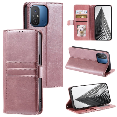 

For Xiaomi Redmi 12C / 11A Global Simple 6-Card Wallet Leather Phone Case(Rose Gold)