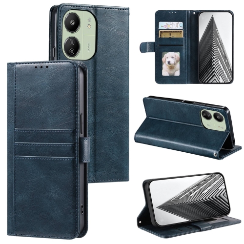 

For Xiaomi Redmi 13C 4G/5G Simple 6-Card Wallet Leather Phone Case(Navy Blue)
