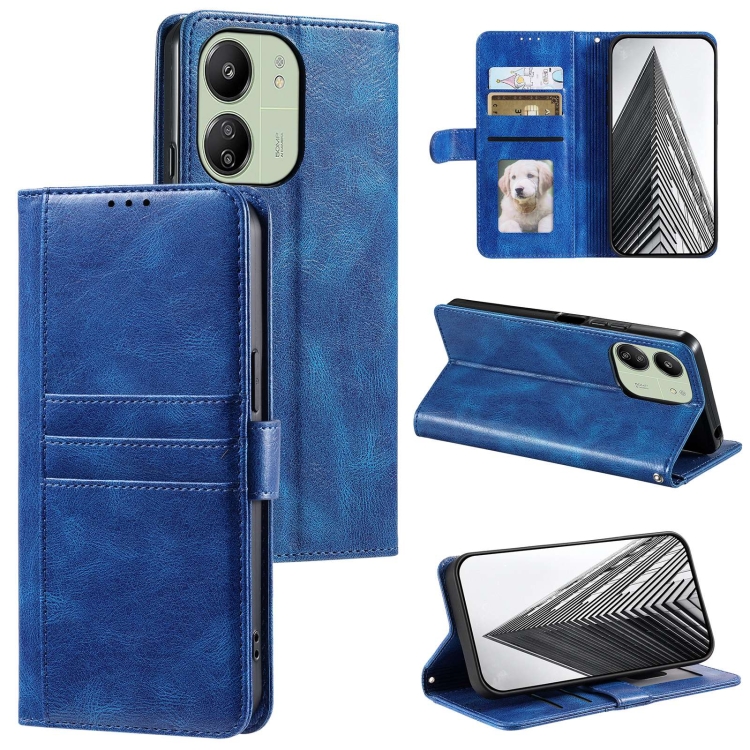 

For Xiaomi Redmi 13C 4G/5G Simple 6-Card Wallet Leather Phone Case(Blue)