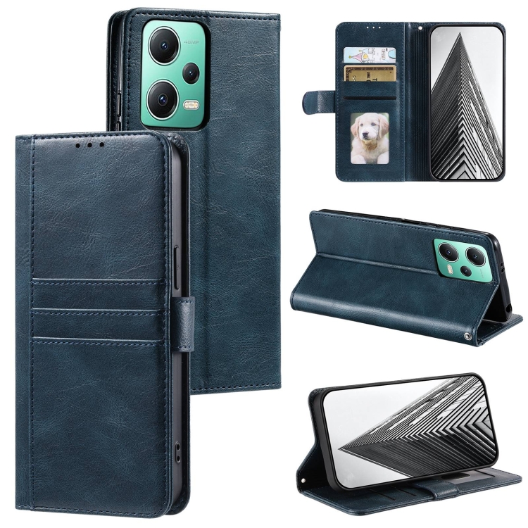 

For Xiaomi Redmi Note 12 5G Simple 6-Card Wallet Leather Phone Case(Navy Blue)