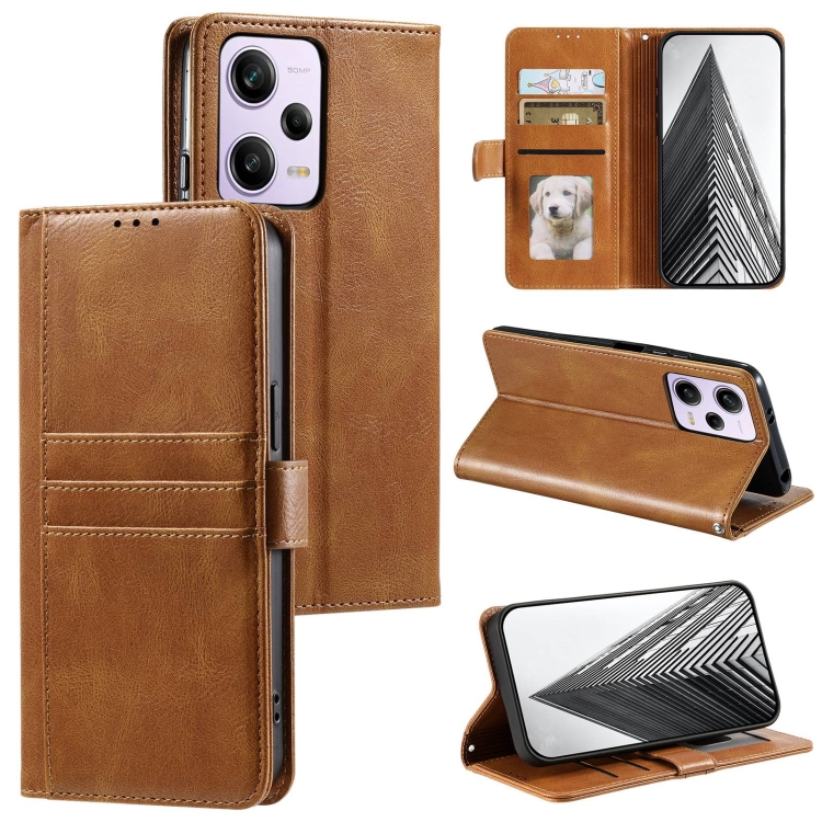 

For Xiaomi Redmi Note 12 Pro 5G Simple 6-Card Wallet Leather Phone Case(Brown)