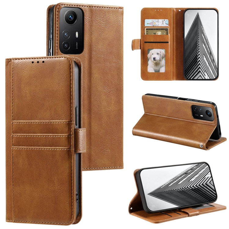 

For Xiaomi Redmi Note 12S Simple 6-Card Wallet Leather Phone Case(Brown)