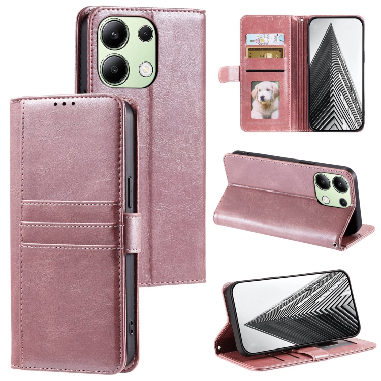 

For Xiaomi Redmi Note 13 4G Simple 6-Card Wallet Leather Phone Case(Rose Gold)