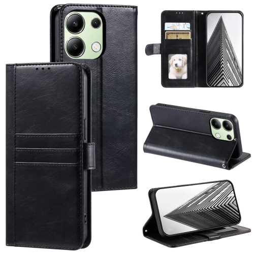 

For Xiaomi Redmi Note 13 4G Simple 6-Card Wallet Leather Phone Case(Black)