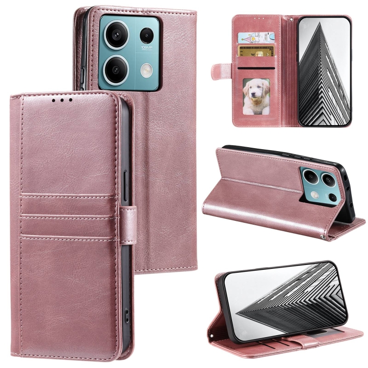 

For Xiaomi Redmi Note 13 5G Simple 6-Card Wallet Leather Phone Case(Rose Gold)