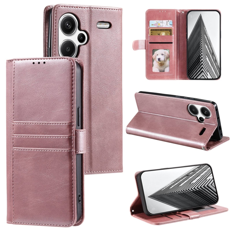 

For Xiaomi Redmi Note 13 Pro+ Simple 6-Card Wallet Leather Phone Case(Rose Gold)