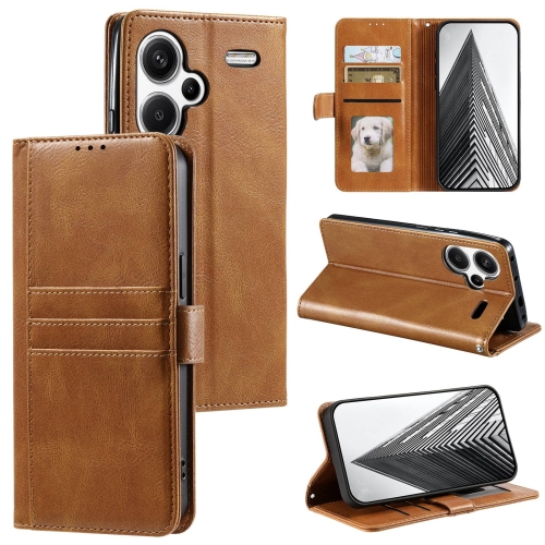

For Xiaomi Redmi Note 13 Pro+ Simple 6-Card Wallet Leather Phone Case(Brown)
