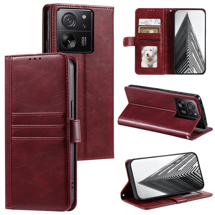

For Xiaomi Redmi K60 Ultra Simple 6-Card Wallet Leather Phone Case(Wine Red)