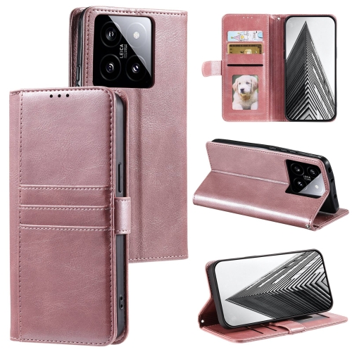 

For Xiaomi 14 Simple 6-Card Wallet Leather Phone Case(Rose Gold)