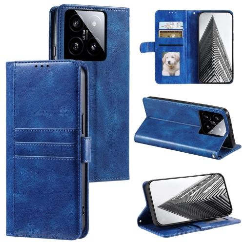 

For Xiaomi 14 Simple 6-Card Wallet Leather Phone Case(Blue)