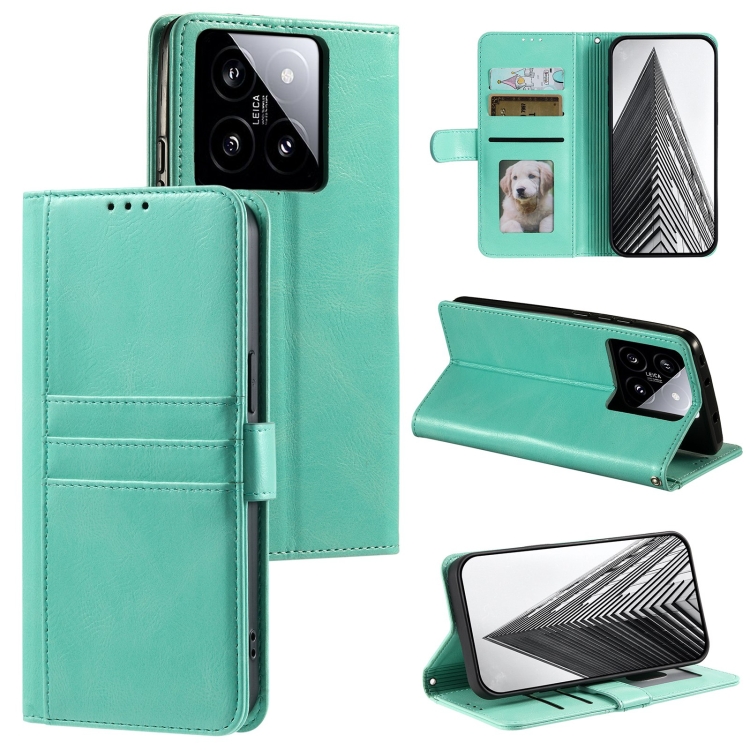 

For Xiaomi 14 Simple 6-Card Wallet Leather Phone Case(Green)