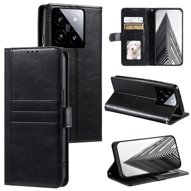 

For Xiaomi 14 Simple 6-Card Wallet Leather Phone Case(Black)