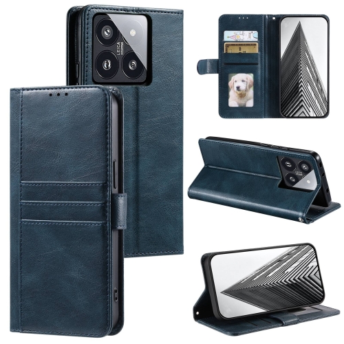

For Xiaomi 14 Pro Simple 6-Card Wallet Leather Phone Case(Navy Blue)
