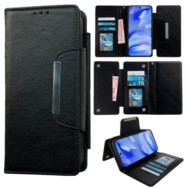 

For Google Pixel 9a Multifunctional 7-Card Wallet Leather Phone Case(Black)