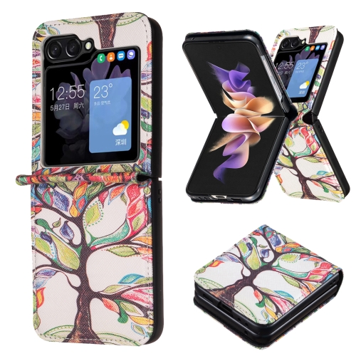 For Samsung Galaxy Z Flip6 Colored Drawing Pattern PU + PC Shockproof Phone Case(Big Tree)