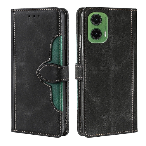 

For Motorola Moto G35 5G Skin Feel Magnetic Buckle Leather Phone Case(Black)