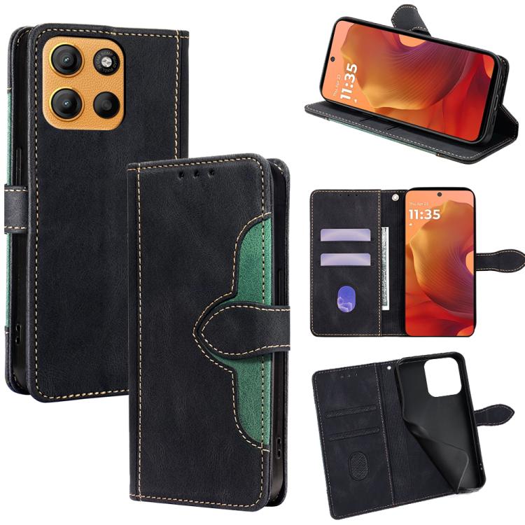 

For Motorola Moto G15 / G15 Power Skin Feel Magnetic Buckle Leather Phone Case(Black)