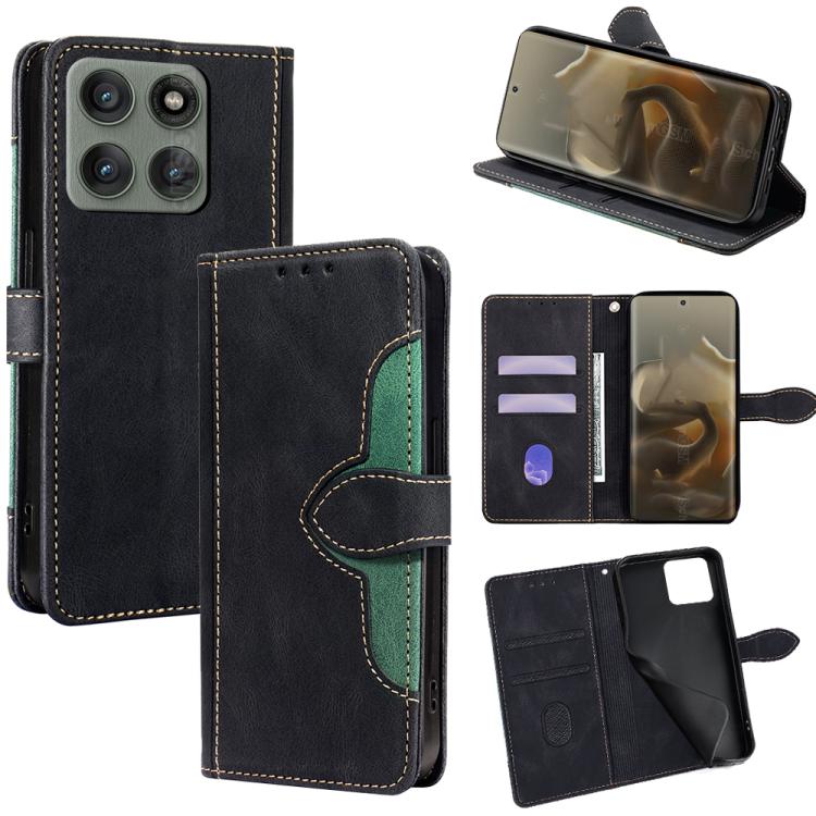 

For Motorola Edge 60 Pro 5G Skin Feel Magnetic Buckle Leather Phone Case(Black)