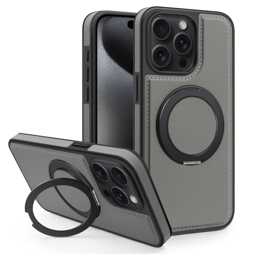For iPhone 15 Pro Max Yashi 360 Degree Rotating Magnetic Bracket Phone Case(Grey)