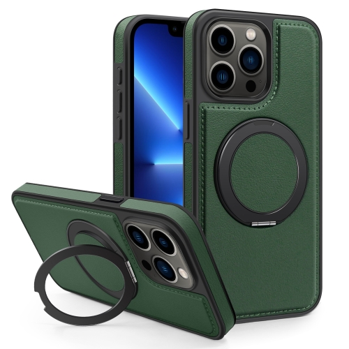 

For iPhone 13 Pro Yashi 360 Degree Rotating MagSafe Bracket Phone Case(Dark Green)