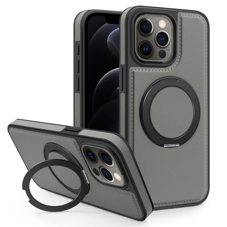 

For iPhone 12 Pro Yashi 360 Degree Rotating MagSafe Bracket Phone Case(Grey)