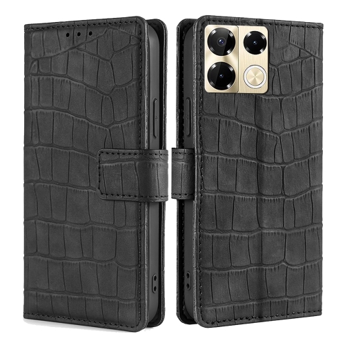 

For Infinix Note 40 Pro 5G Skin Feel Crocodile Magnetic Clasp Leather Phone Case(Black)
