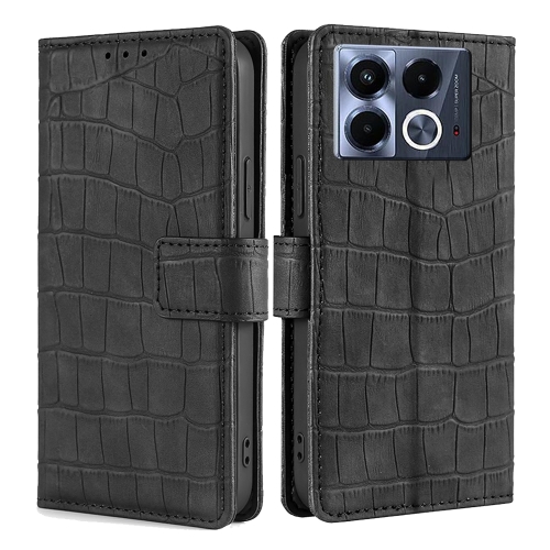 

For Infinix Note 40 5G Skin Feel Crocodile Magnetic Clasp Leather Phone Case(Black)