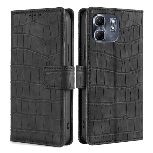 

For Infinix Hot 50i 4G Skin Feel Crocodile Magnetic Clasp Leather Phone Case(Black)