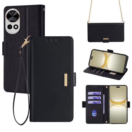 

For Huawei nova 12 Pro / 12 Ultra Crossbody Chain Leather Phone Case(Black)
